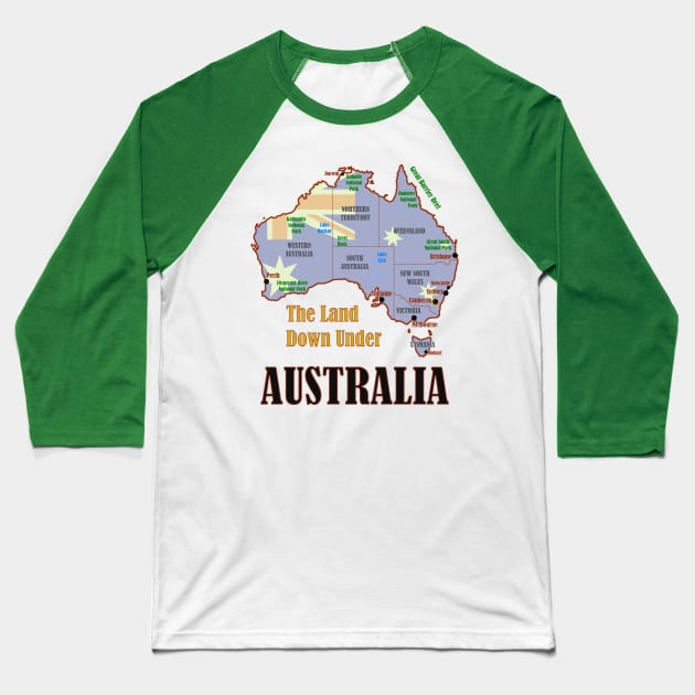 Australia + Flag Baseball T-Shirt by Pr0metheus